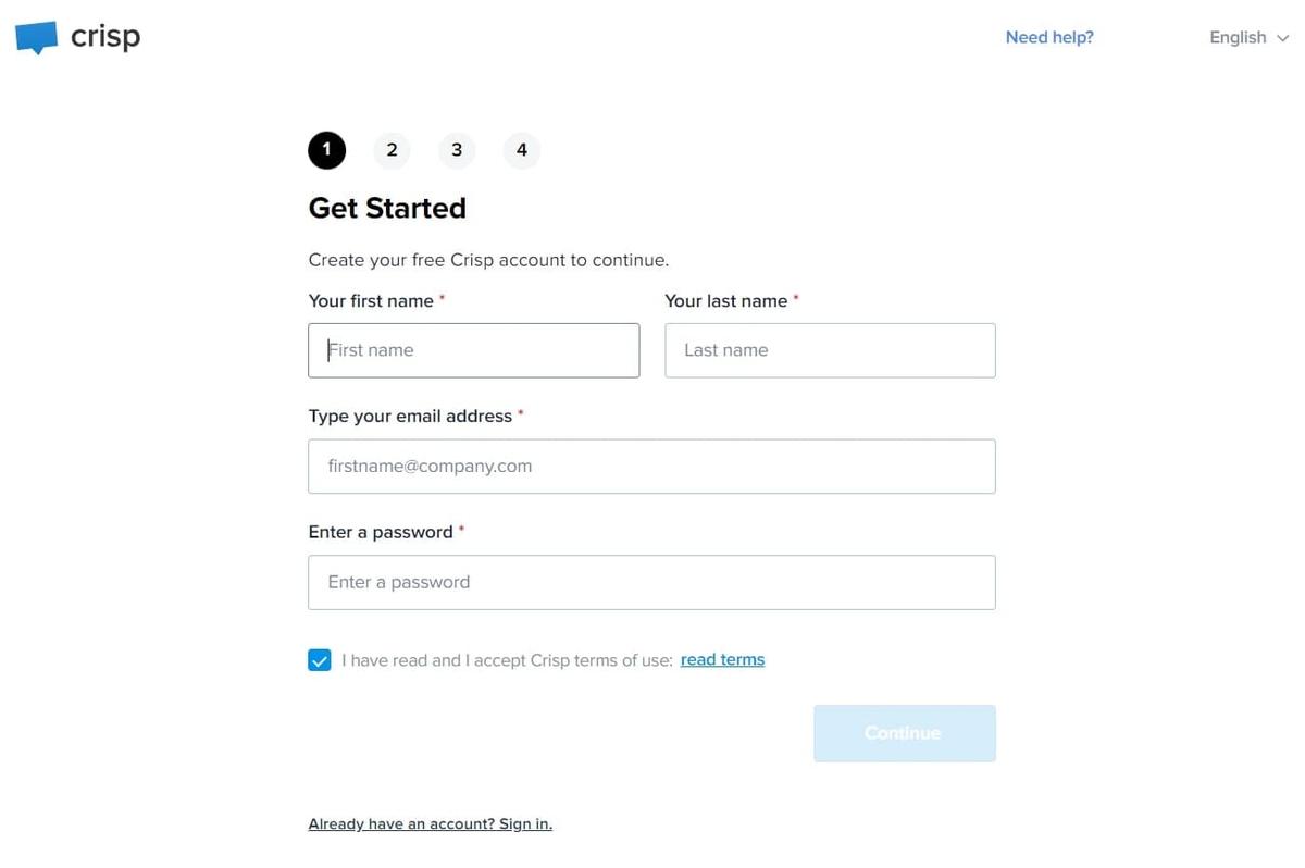 Sign up for Crisp