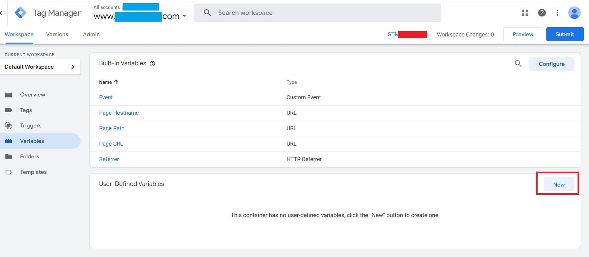 Creating a New Variable in GTM