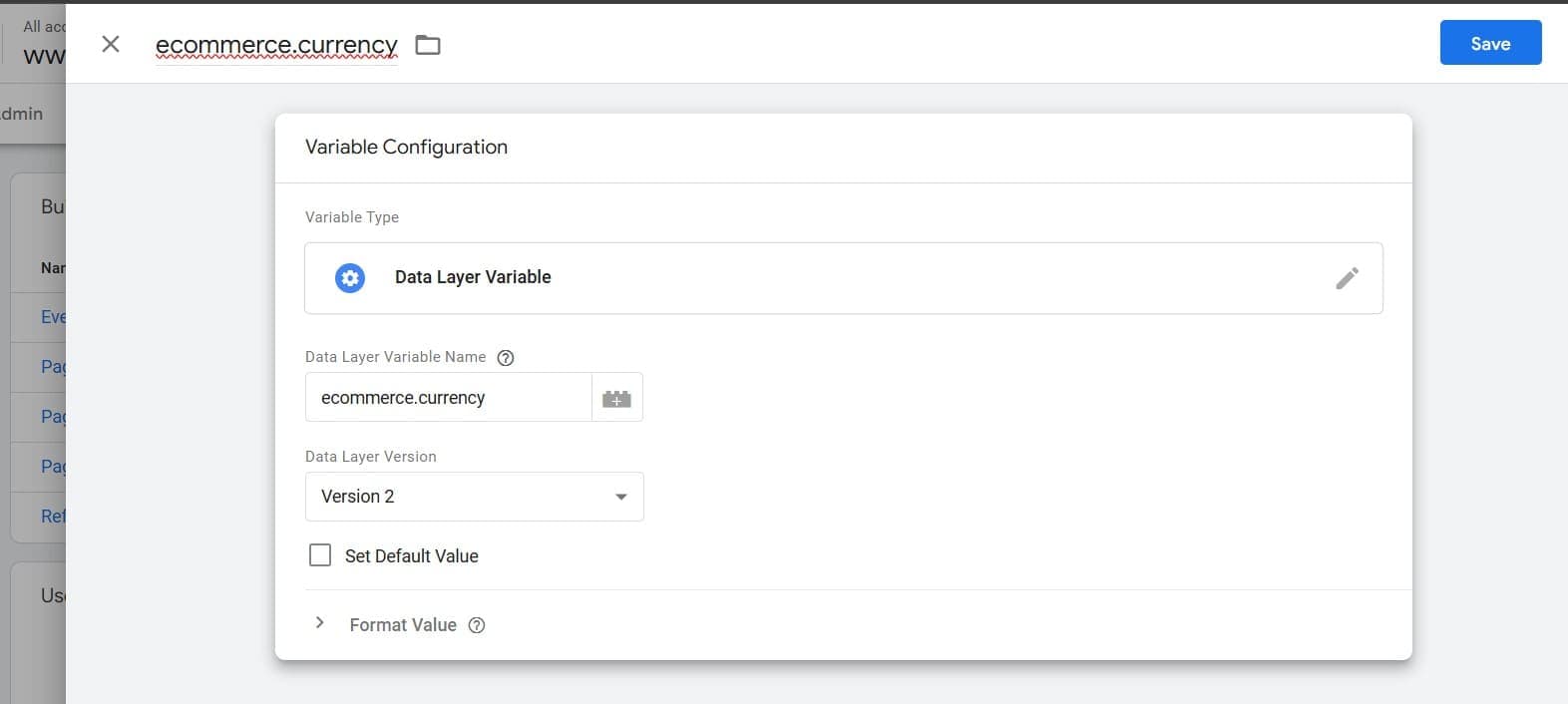 Saving the Variable Configuration