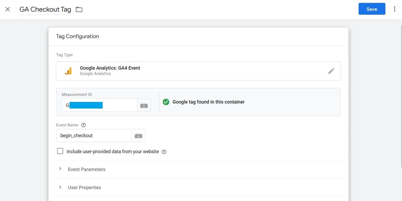 Configuring Checkout Event Tag