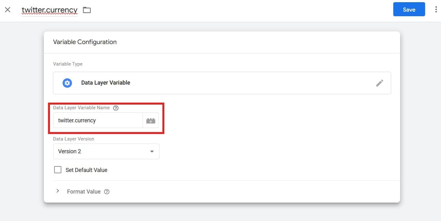 Configuring Data Layer Variable