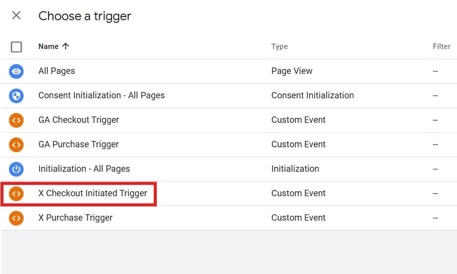 Setting Trigger for Checkout Initiated Event